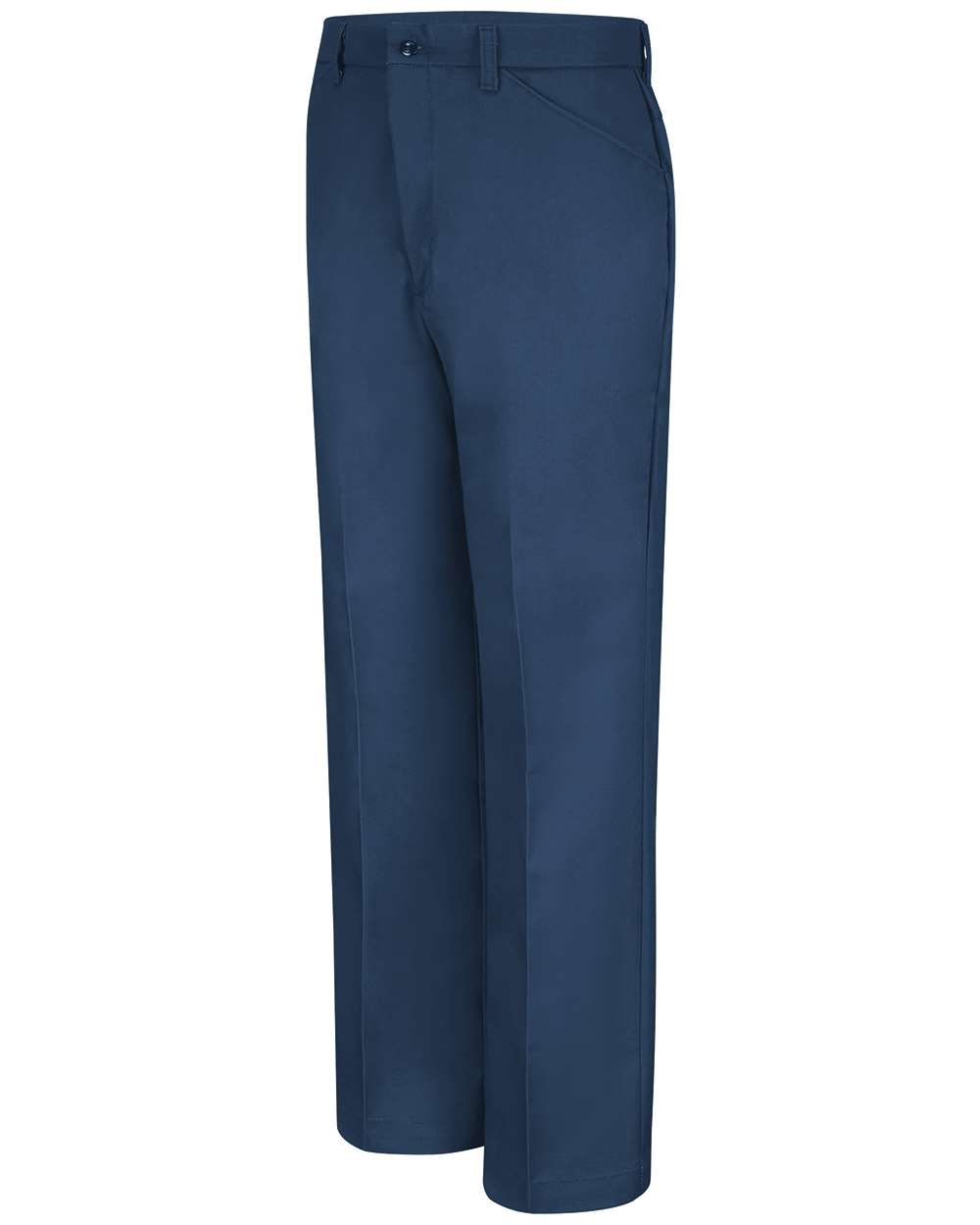 Front View of Navy - 37 Unhemmed Jean Cut Pants - PT50