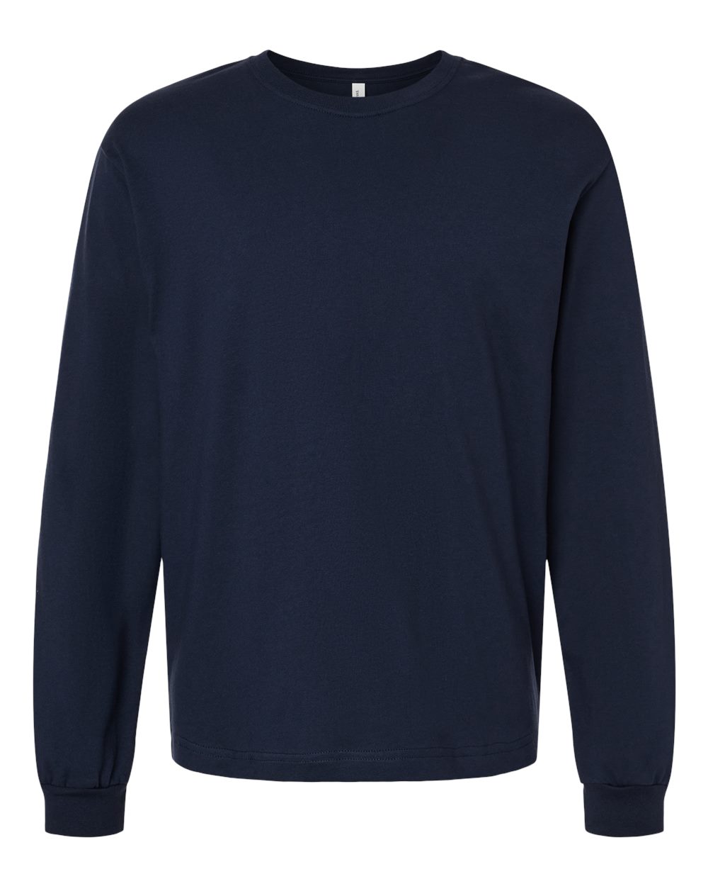 Front View of Navy 6 oz. Heavyweight Long Sleeve Tee - 3511