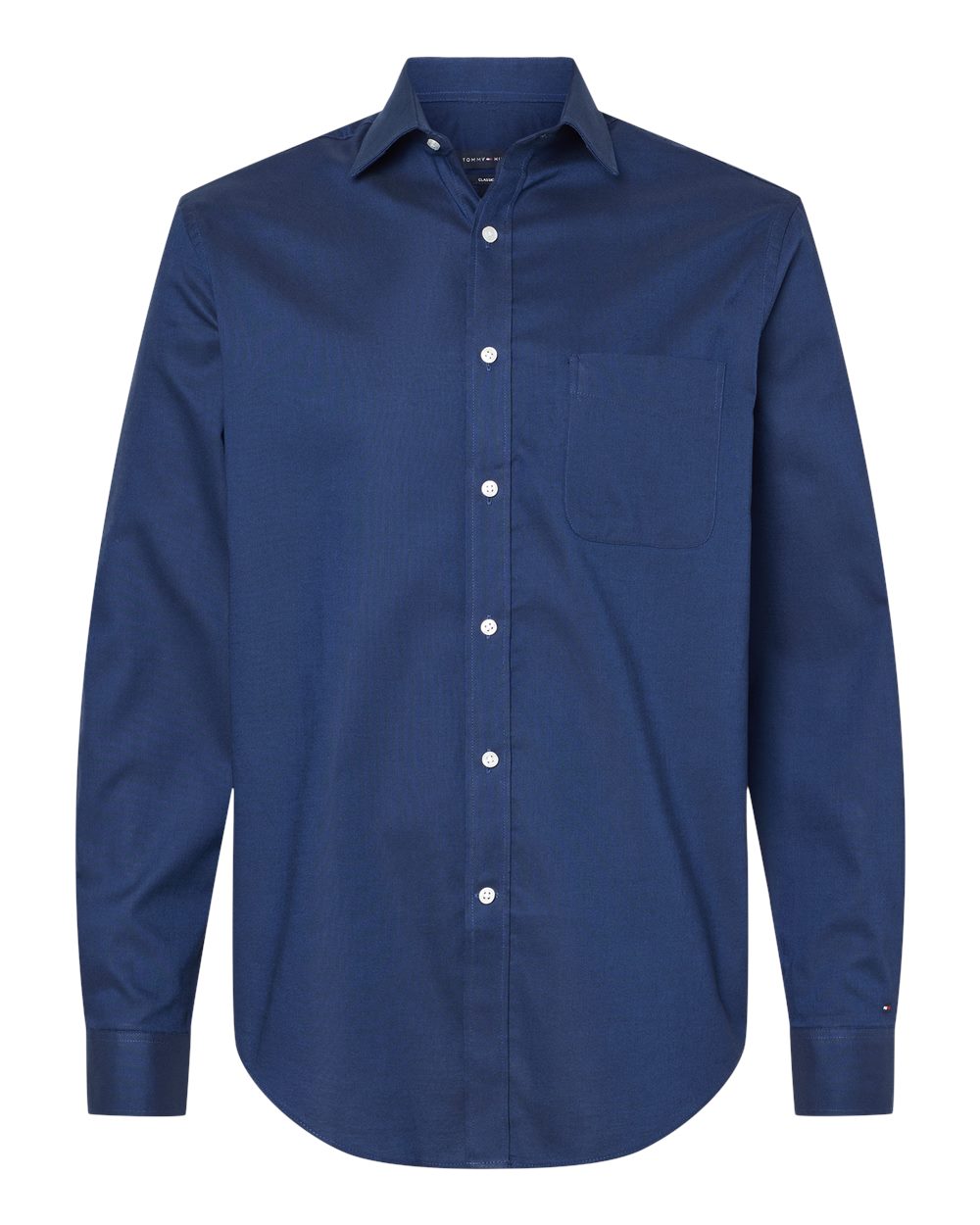 Front View of Navy Blazer New England Cotton Oxford Shirt - 13TH106