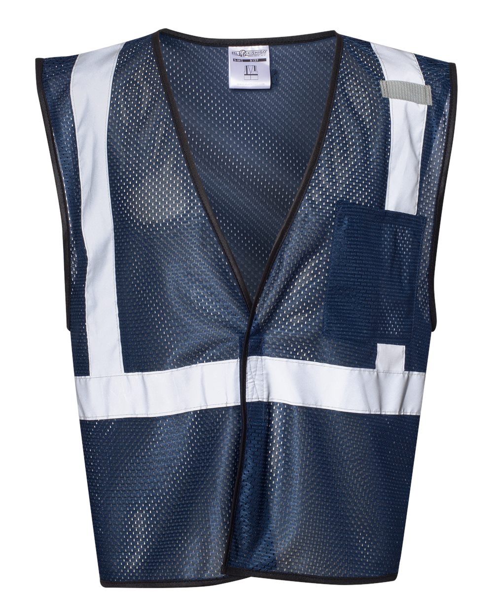 Front View of Navy Blue - B127 EV Series® Enhanced Visibility Non-ANSI Vest - B120-131