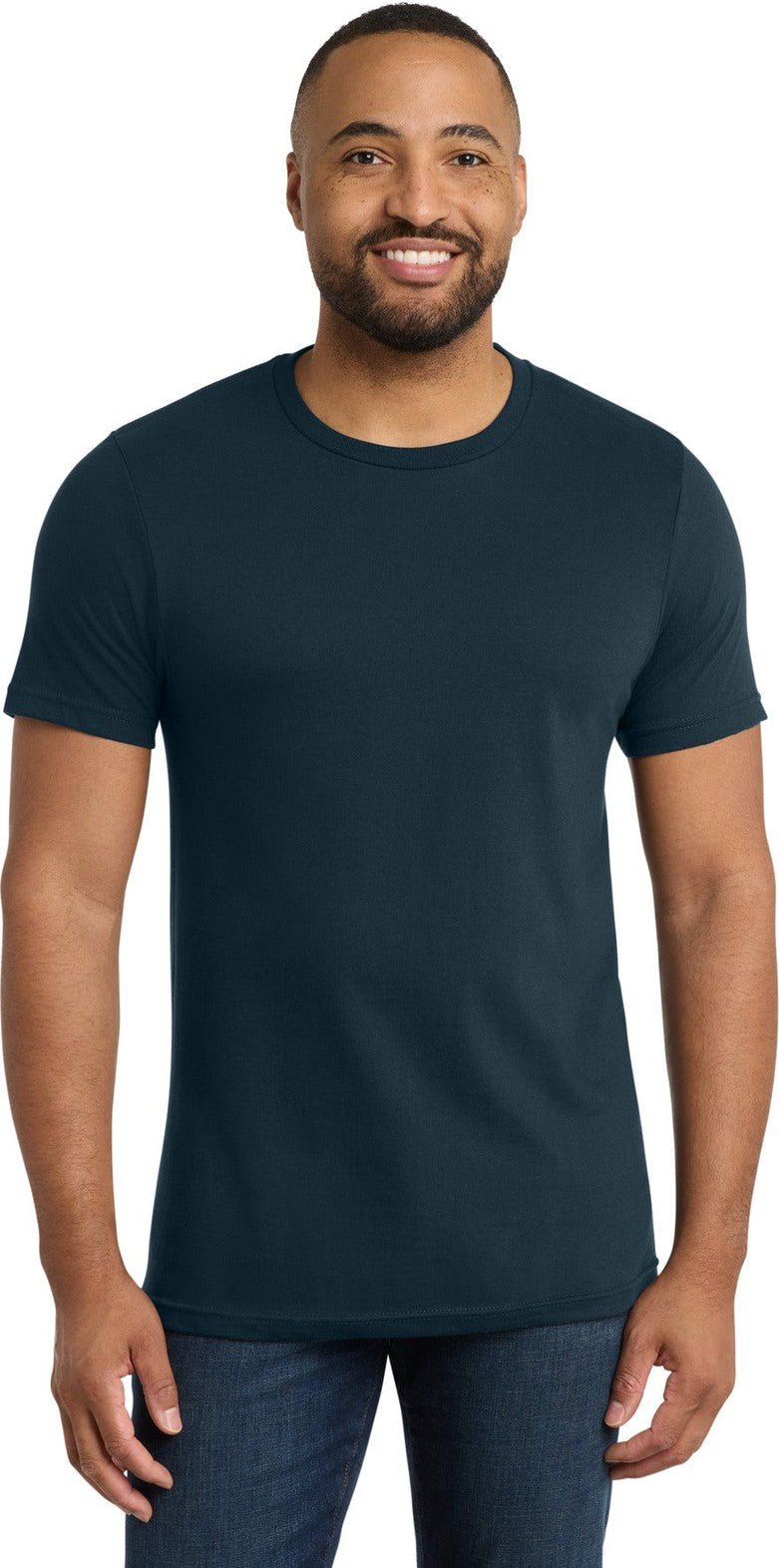 Front View of Navy Blue Port & Co Bouncer Tee PC600