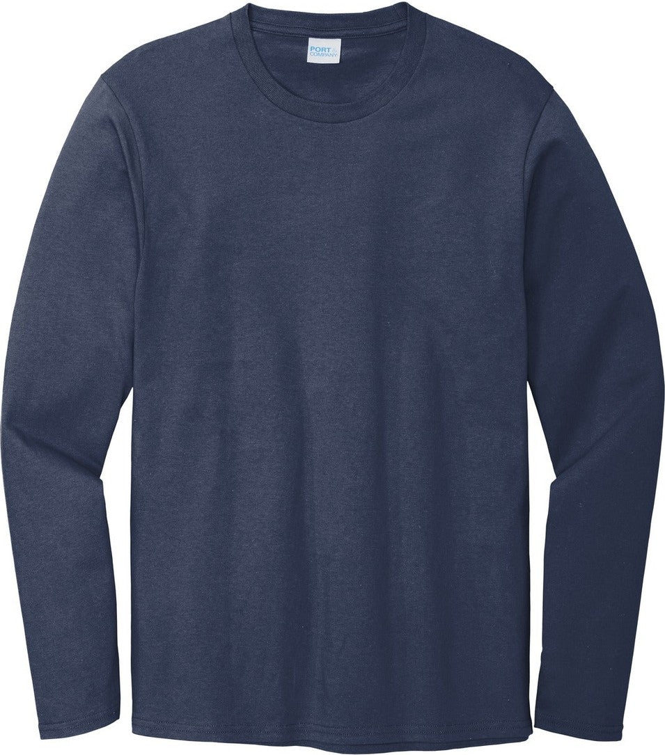 Front View of Navy Blue Port & Co Long Sleeve Bouncer Tee PC600LS