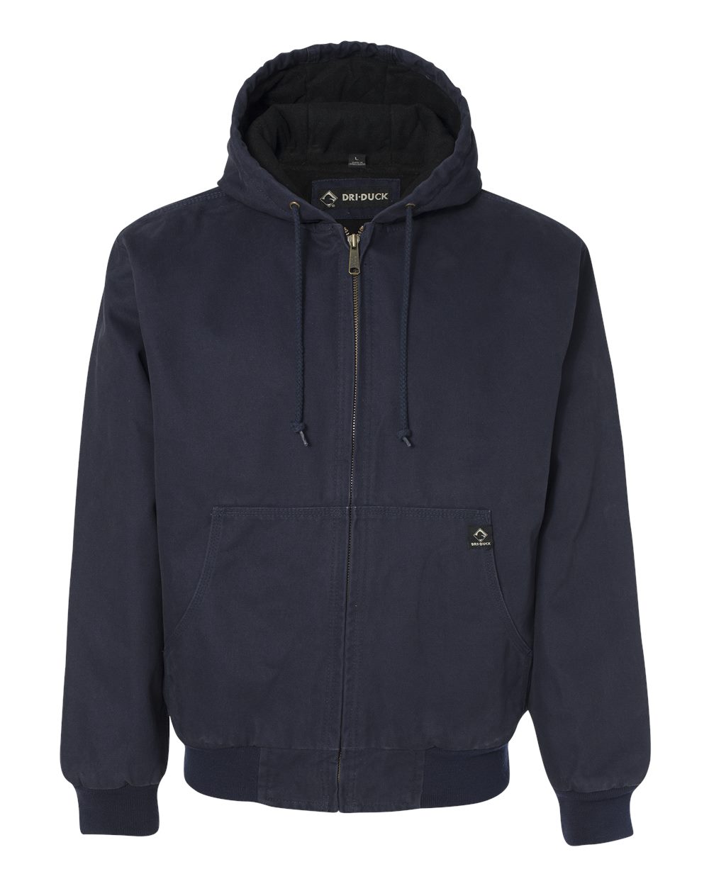 Front View of Navy Cheyenne Boulder Cloth™ Hooded Jacket with Tricot Quilt Lining Tall Sizes - 5020T