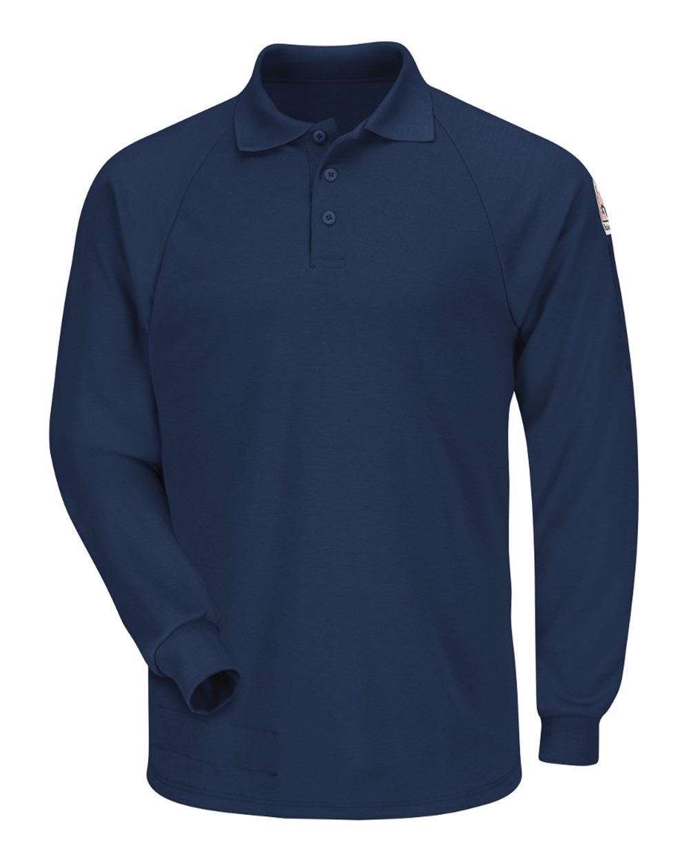 Front View of Navy Classic Long Sleeve Polo - CoolTouch®2 - SMP2