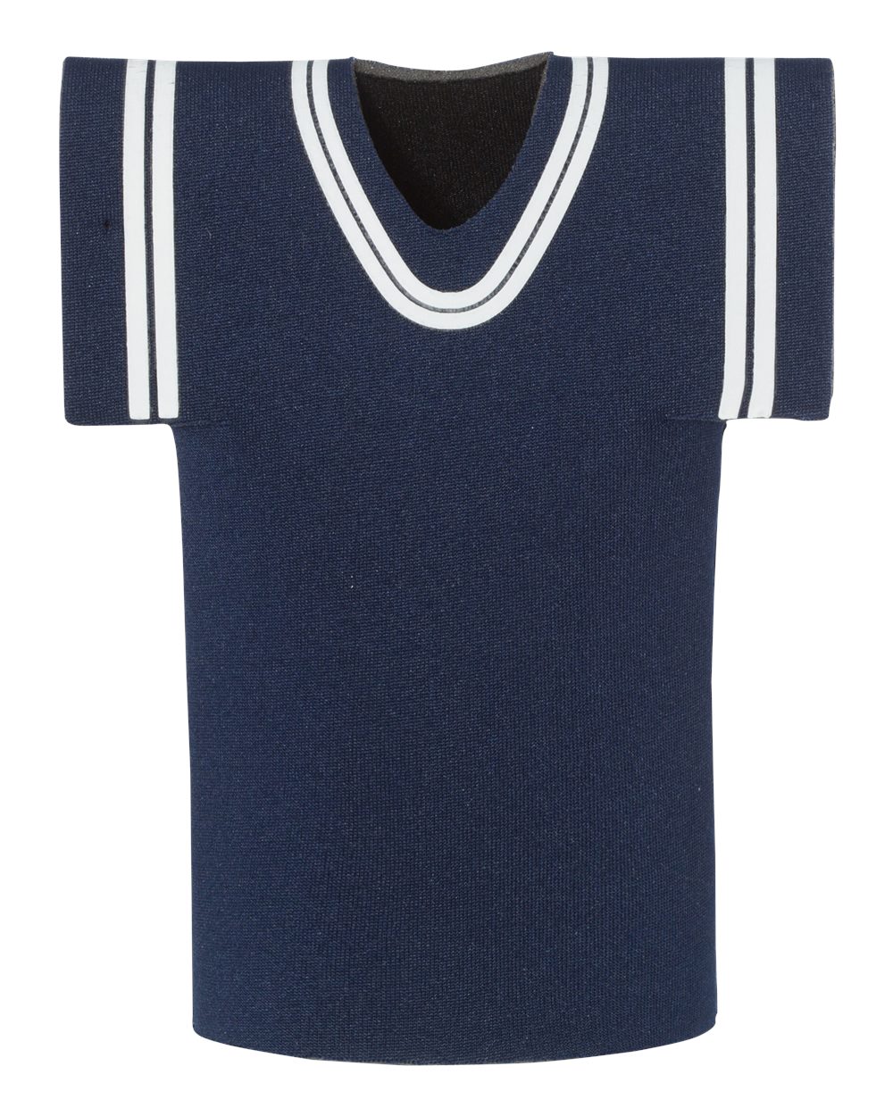 Front View of Navy Collapsible Jersey Foam Can & Bottle Holder - FT008