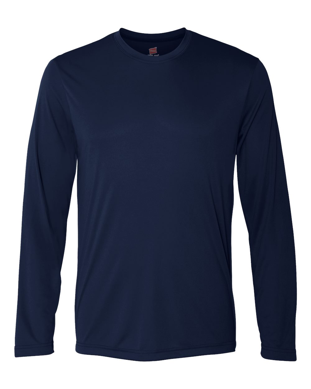 Front View of Navy Cool DRI® Long Sleeve Performance T-Shirt - 482L