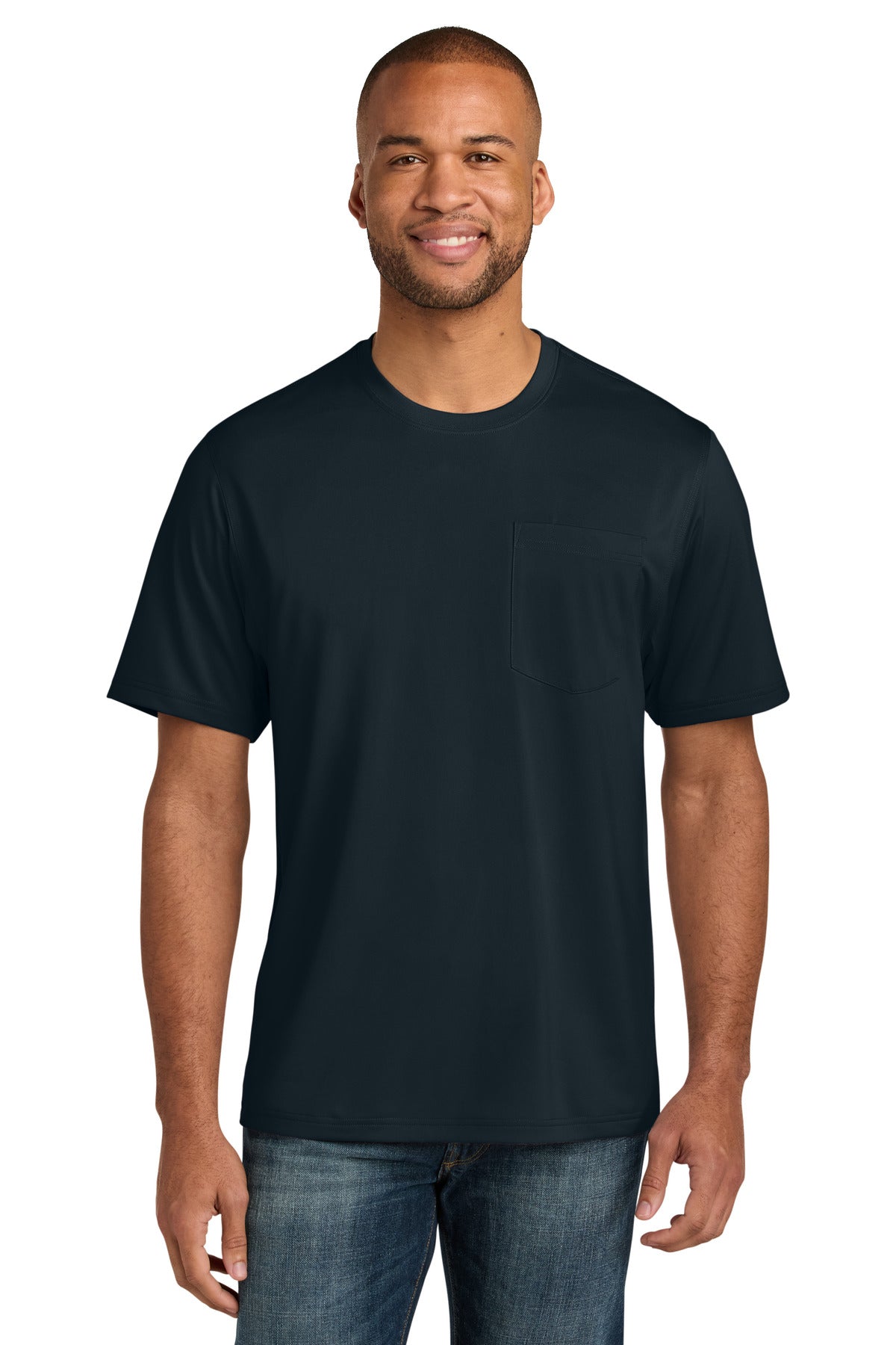 Front View of Navy CornerStone Tall Workwear Pro Short Sleeve Pocket Tee TLCS440P