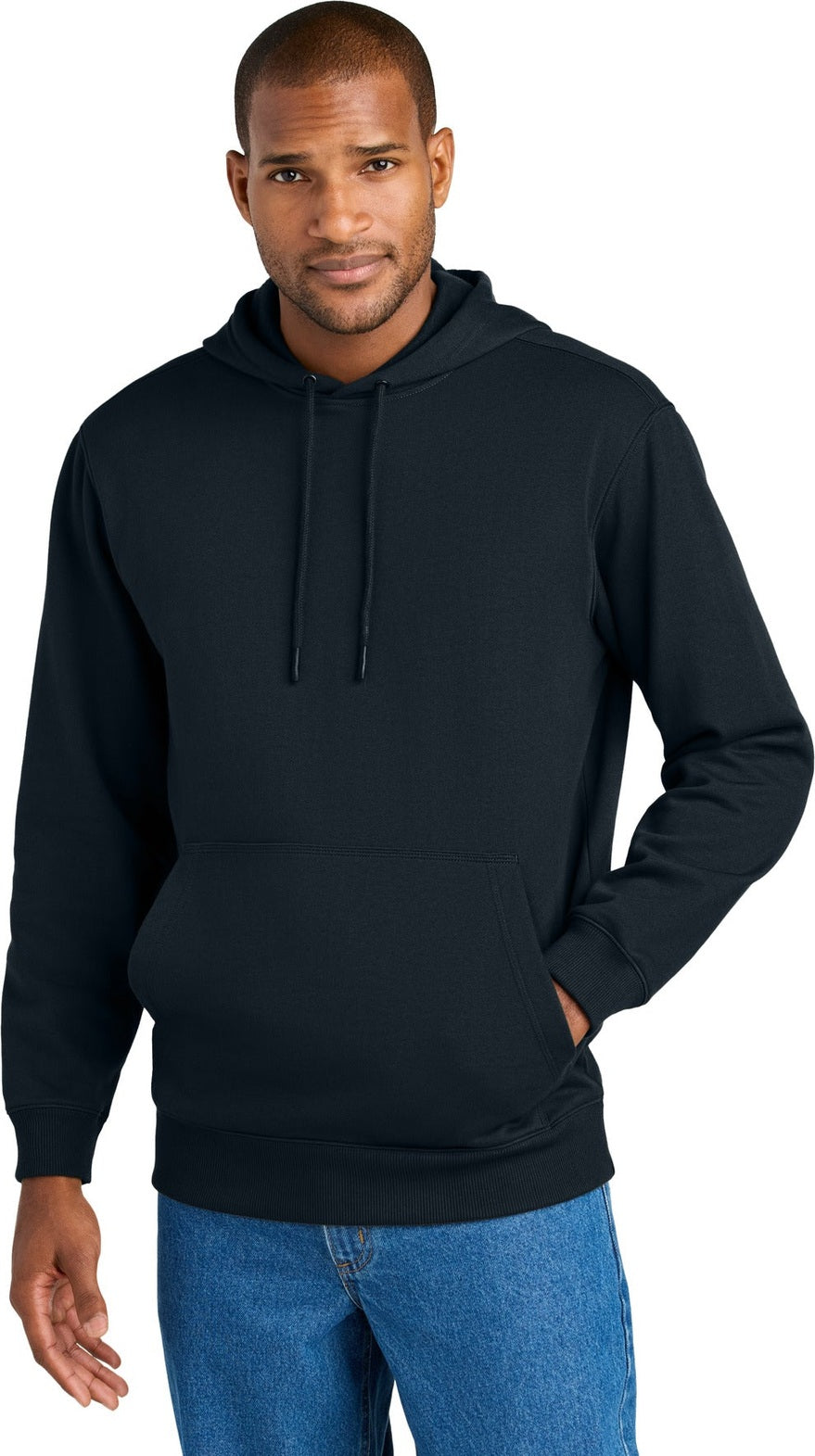 Front View of Navy CornerStone Tough Fleece Pullover Hoodie CSF630