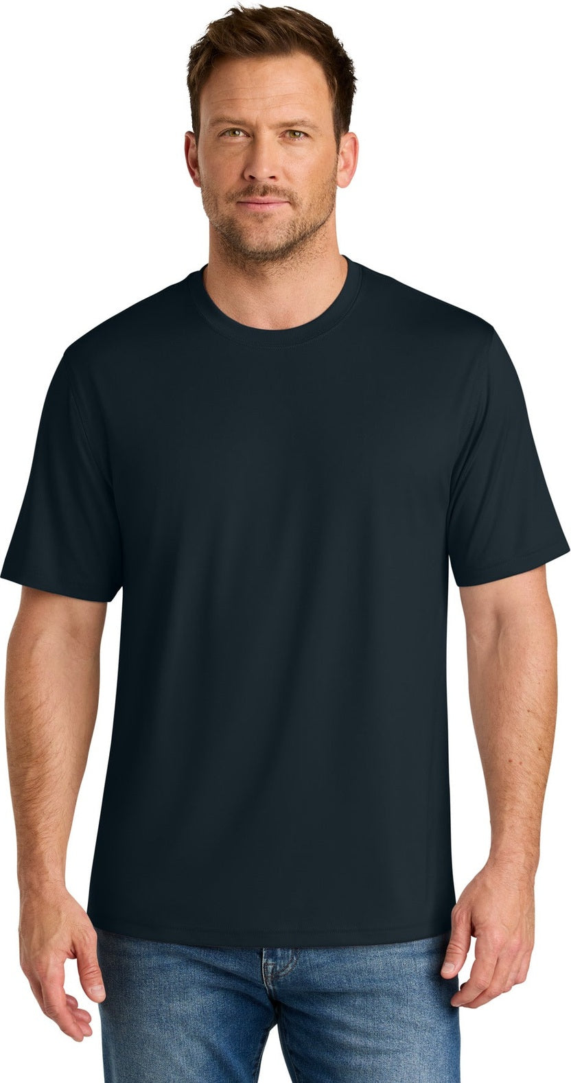 Front View of Navy CornerStone Workwear Pro Short Sleeve Tee CS440