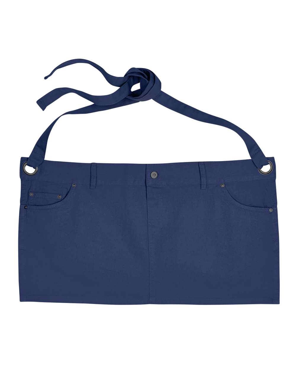 Front View of Navy Cotton Chino Waist Apron - RP133