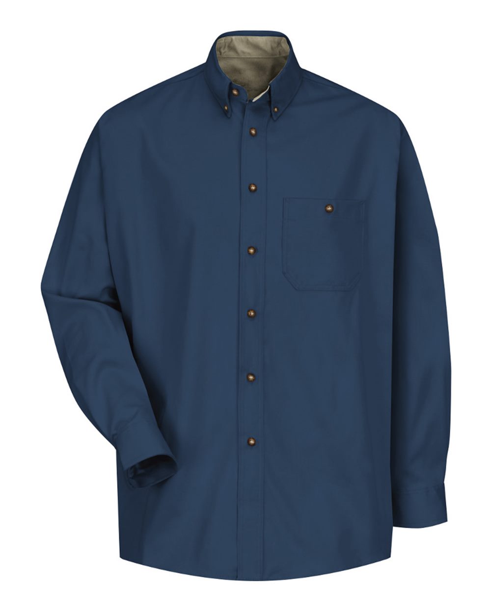 Front View of Navy Cotton Contrast Dress Shirt - SC74