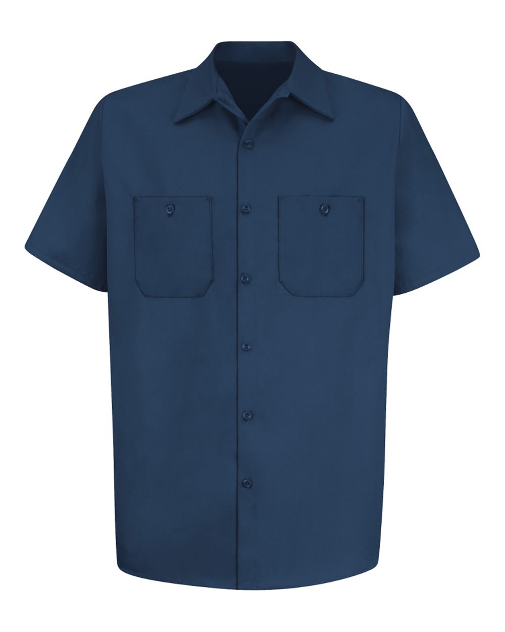 Front View of Navy Cotton Short Sleeve Uniform Shirt - Tall Sizes - SC40T