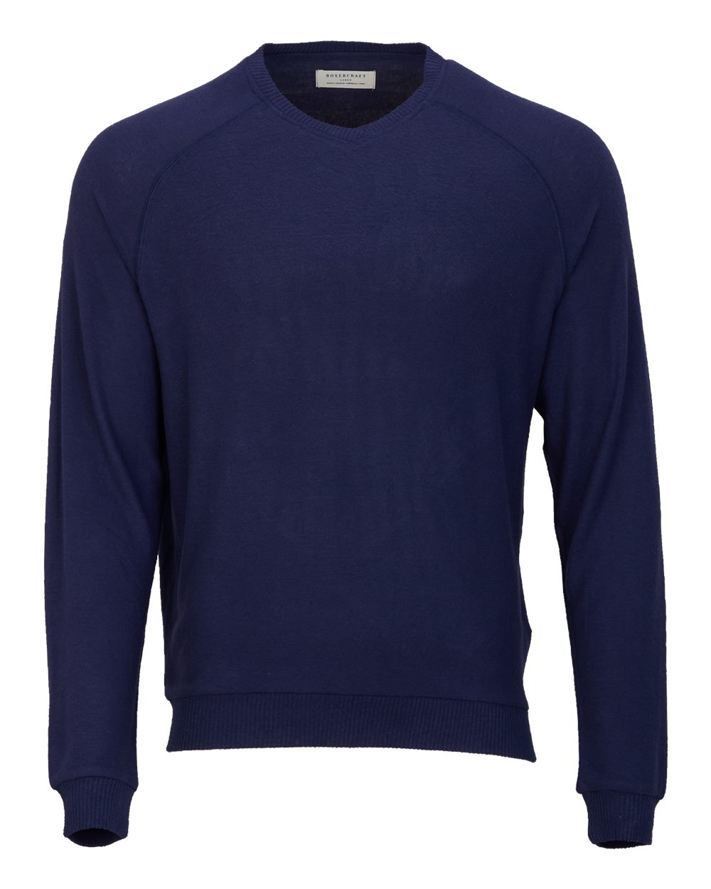 Front View of Navy Cuddle V-Neck Sweater - BM1201