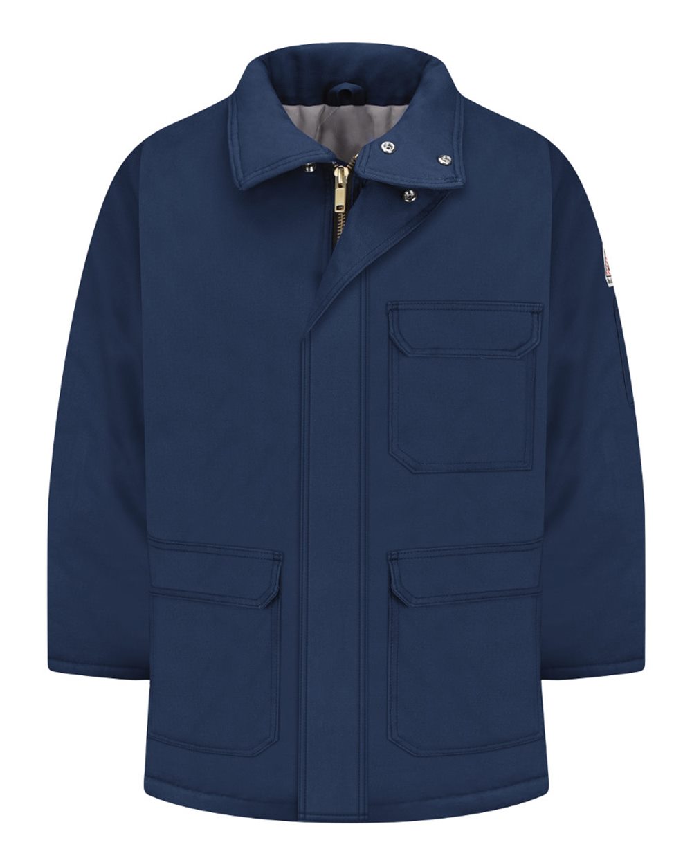 Front View of Navy Deluxe Parka - EXCEL FR® ComforTouch - JLP8