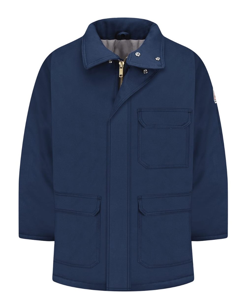 Front View of Navy Deluxe Parka - EXCEL FR® ComforTouch - Tall Sizes - JLP8T