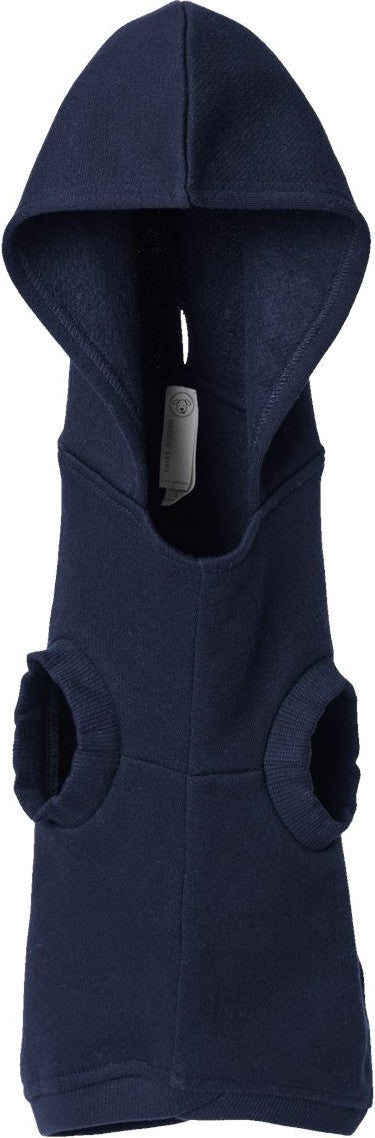 Front View of Navy Doggie 3-End Fleece Hoodie - 3926