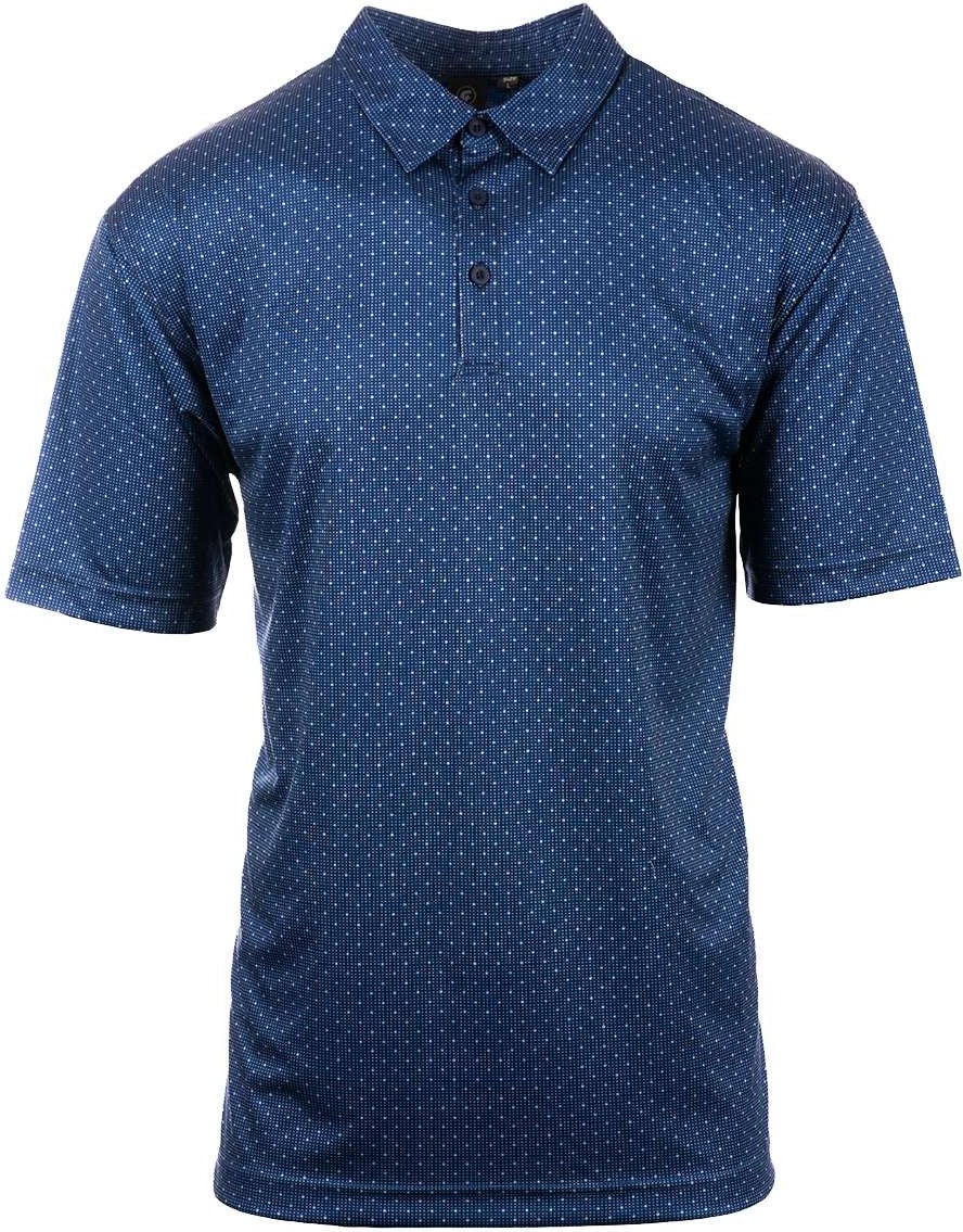 Front View of Navy Dot Golf Polo - 0101