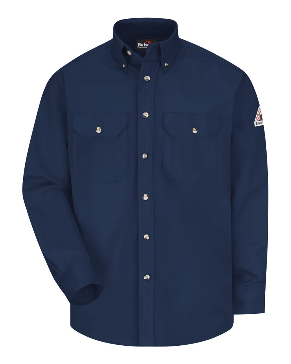 Front View of Navy Dress Uniform Shirt - Excel FR ComforTouch - 7 oz. - SLU2