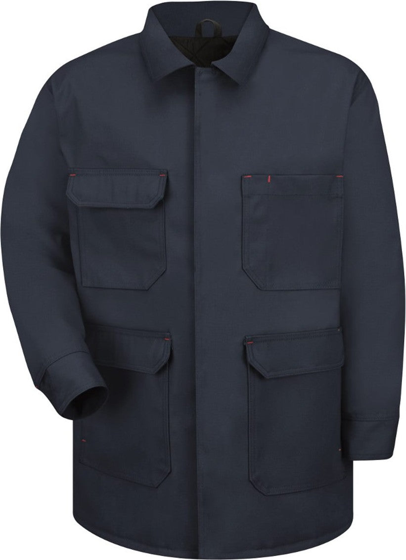 Front View of Navy Duck Blended Duck Chore Coat - JD24