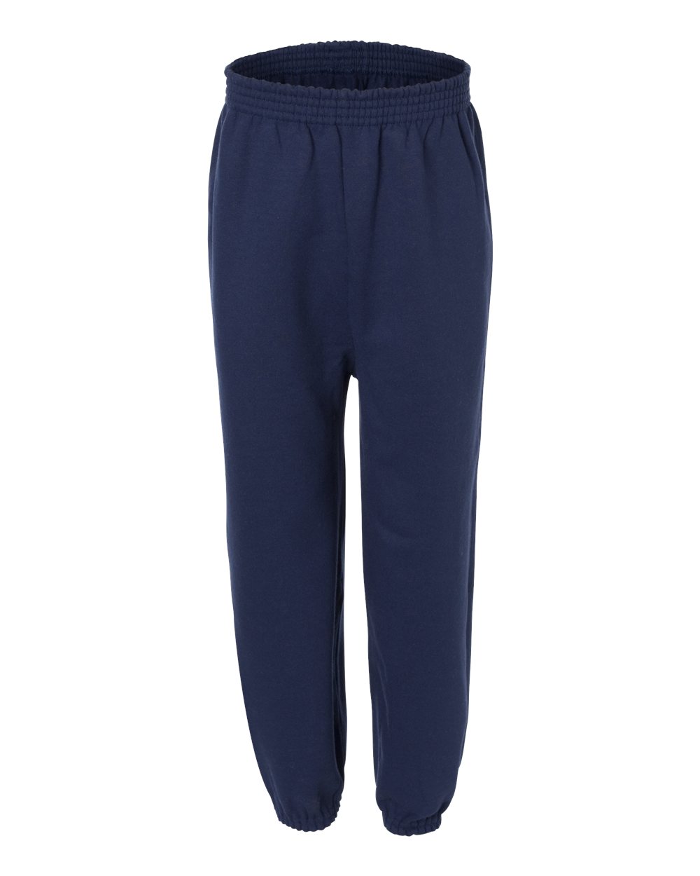 Front View of Navy Ecosmart Youth Sweatpants - P450