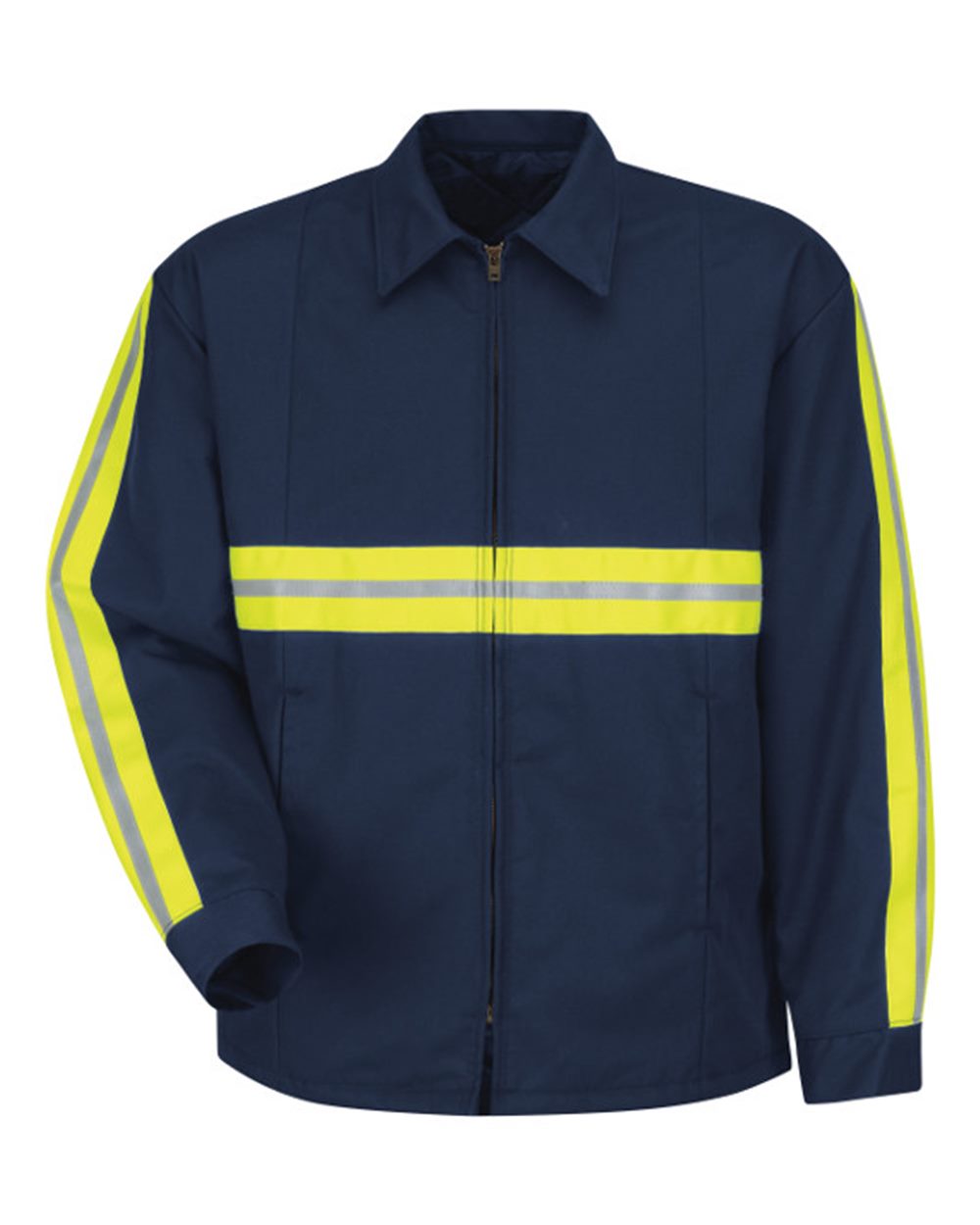 Front View of Navy Enhanced Visibility Perma-Lined Panel Jacket - Tall Sizes - JT50ENT