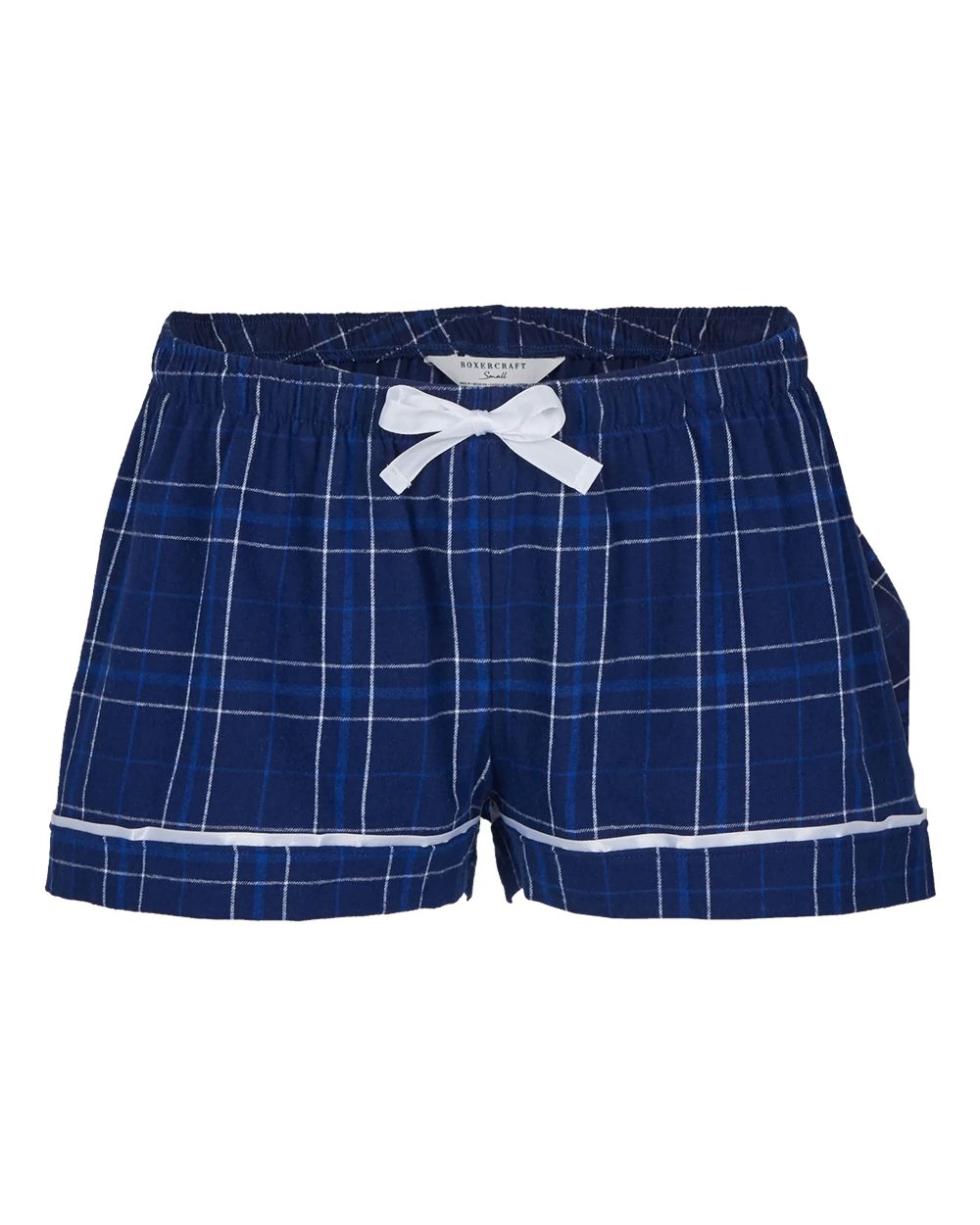 Front View of Navy Field Day Plaid Women's Flannel Shorts - BW6501