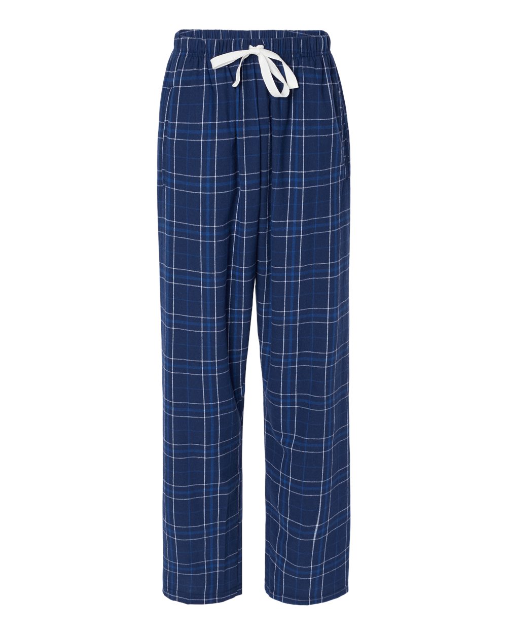 Front View of Navy Field Day Plaid Women's Haley Flannel Pants - BW6620