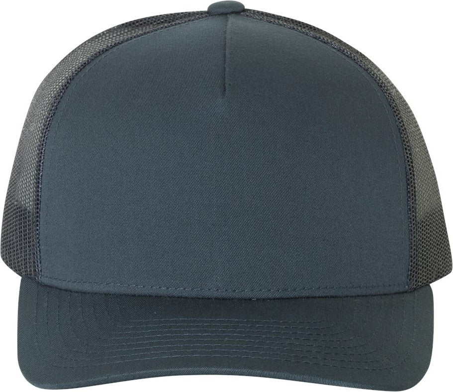 Front View of Navy Five-Panel Retro Trucker Cap - 6506