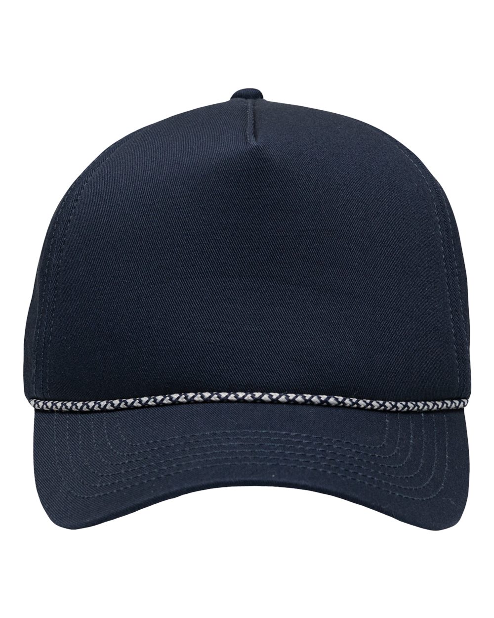 Front View of Navy Five-Panel Rope Heritage Fit Cap - SP1300