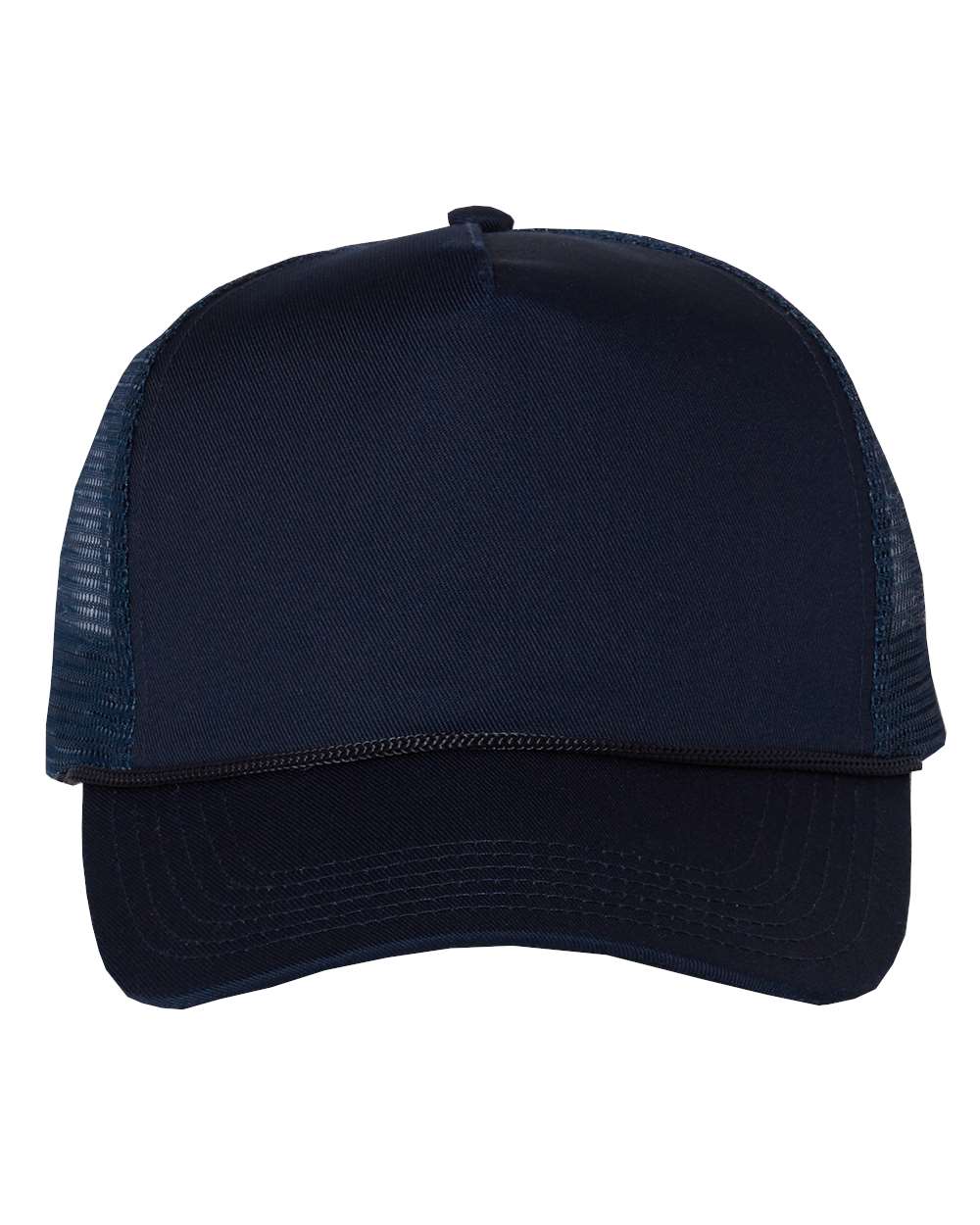 Front View of Navy Five-Panel Trucker Cap - 8804H