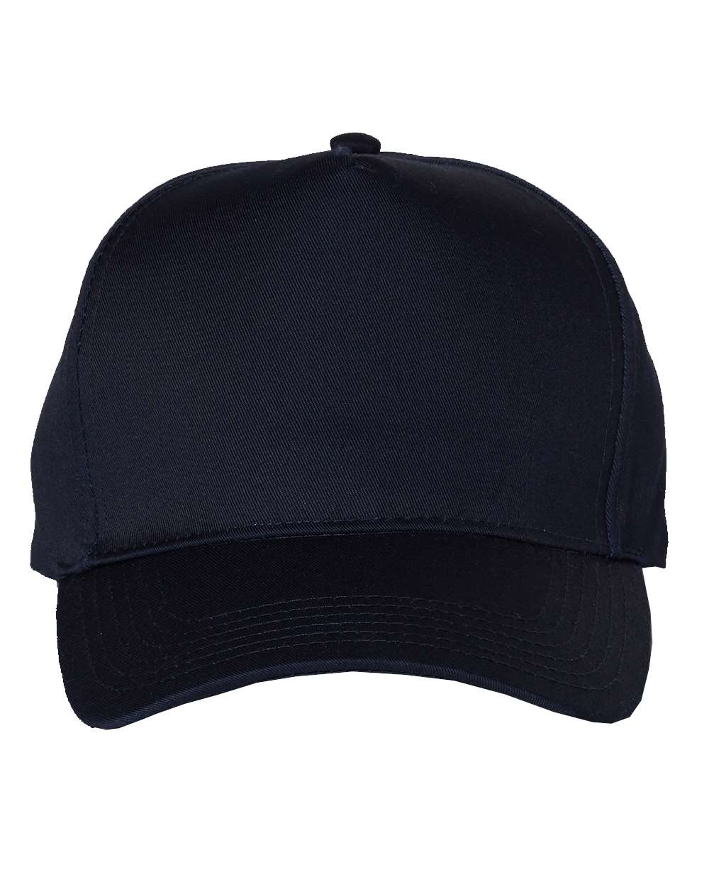 Front View of Navy Five-Panel Twill Cap - 8869