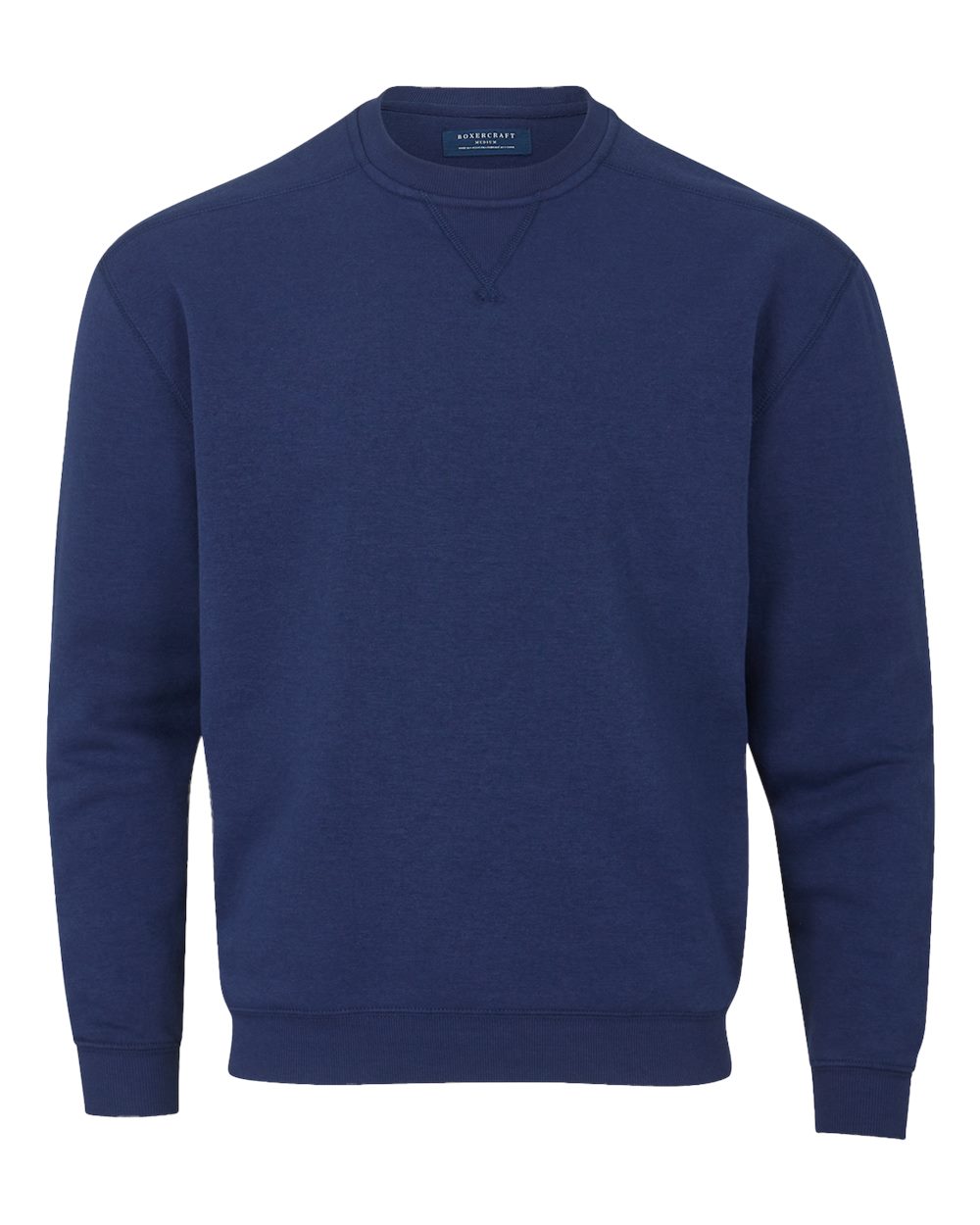 Front View of Navy Fleece Crew Pullover - BM5101