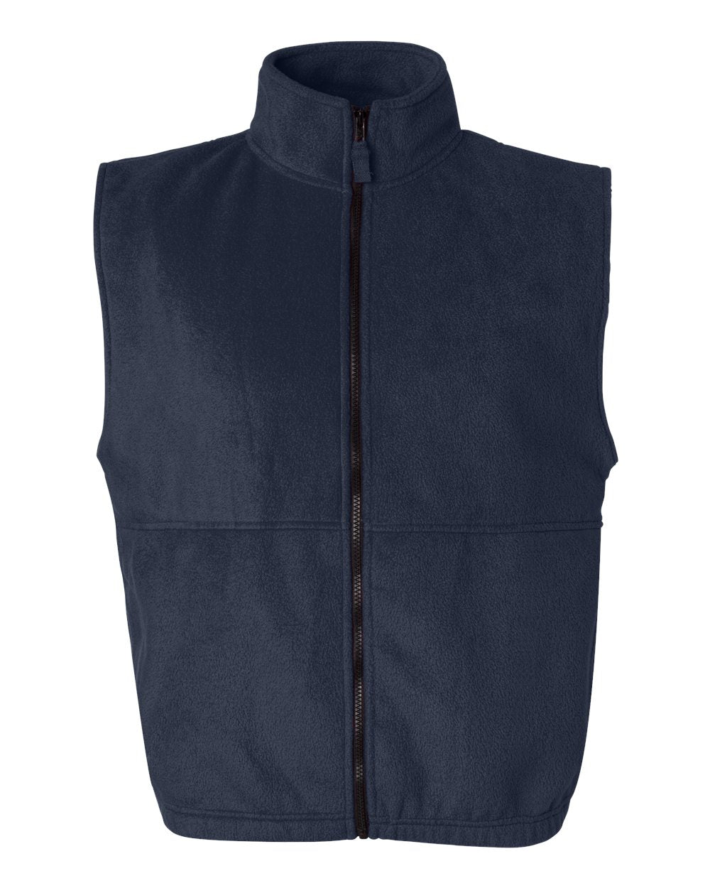 Front View of Navy Fleece Full-Zip Vest - 3010