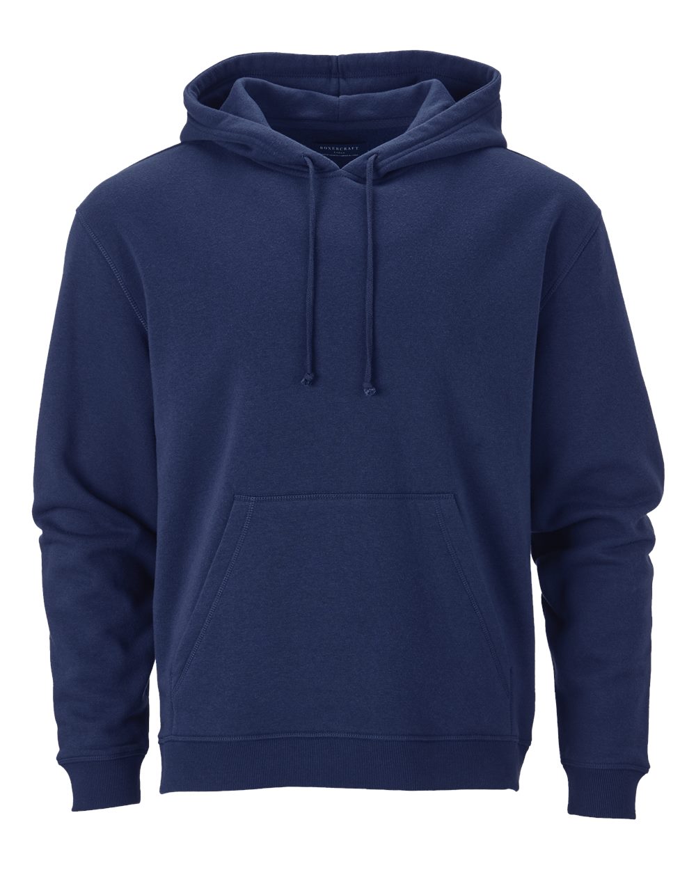 Front View of Navy Fleece Hooded Pullover - BM5302