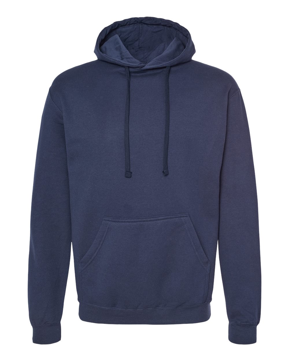 Front View of Navy Fleece Hooded Sweatshirt - 320