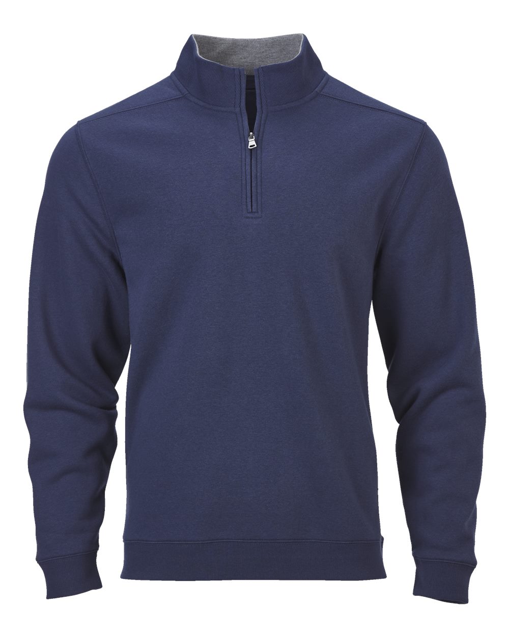 Front View of Navy Fleece Quarter-Zip Pullover - BM5202