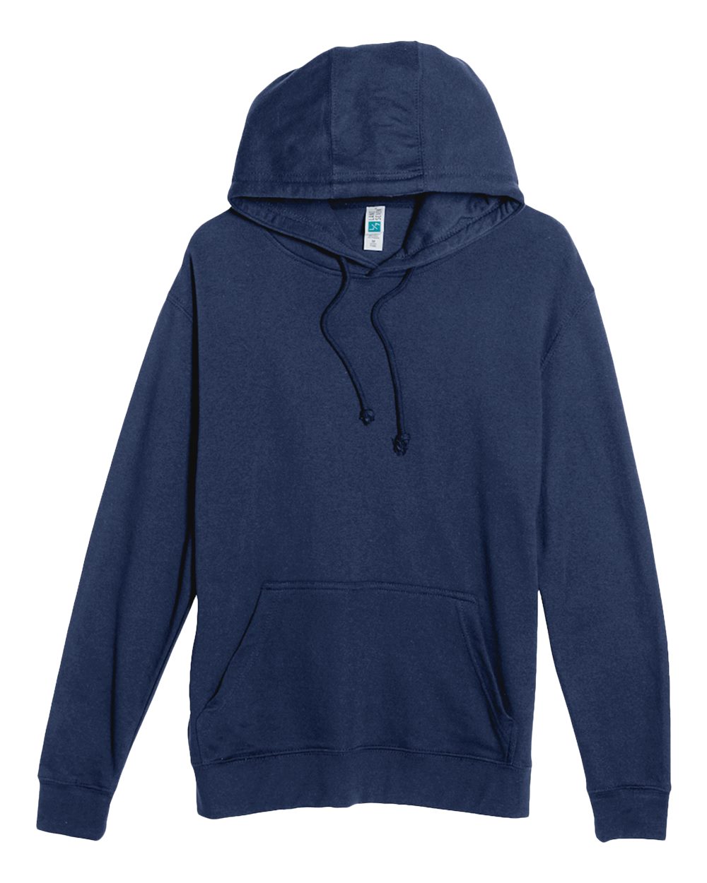 Front View of Navy French Terry Pullover Hooded Sweatshirt - LS13001