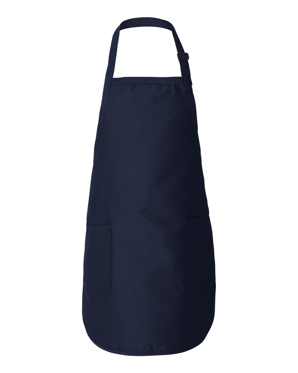 Front View of Navy Full-Length Apron with Pockets - Q4350