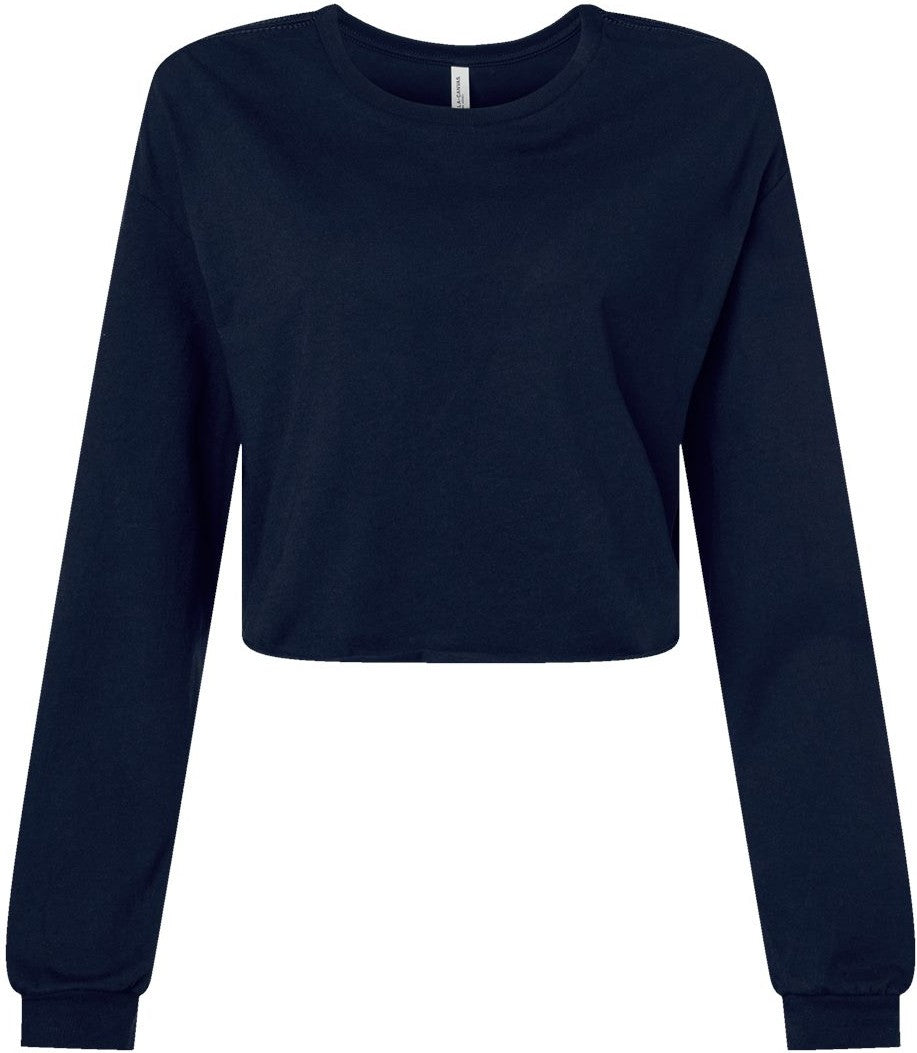 Front View of Navy FWD Fashion Women's Crop Long Sleeve Tee - 6501