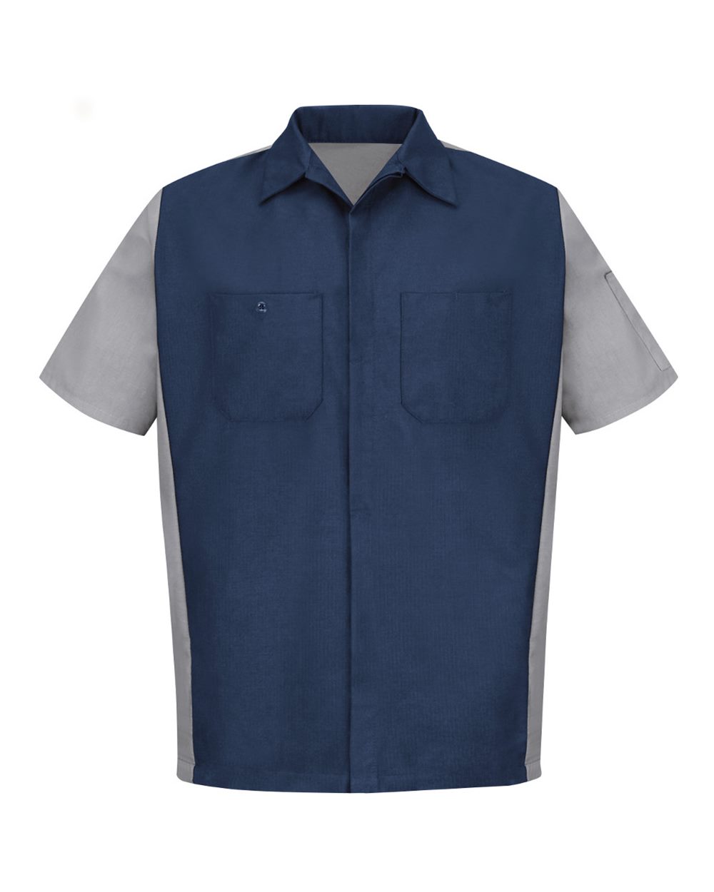 Front View of Navy/ Grey Short Sleeve Automotive Crew Shirt - SY20
