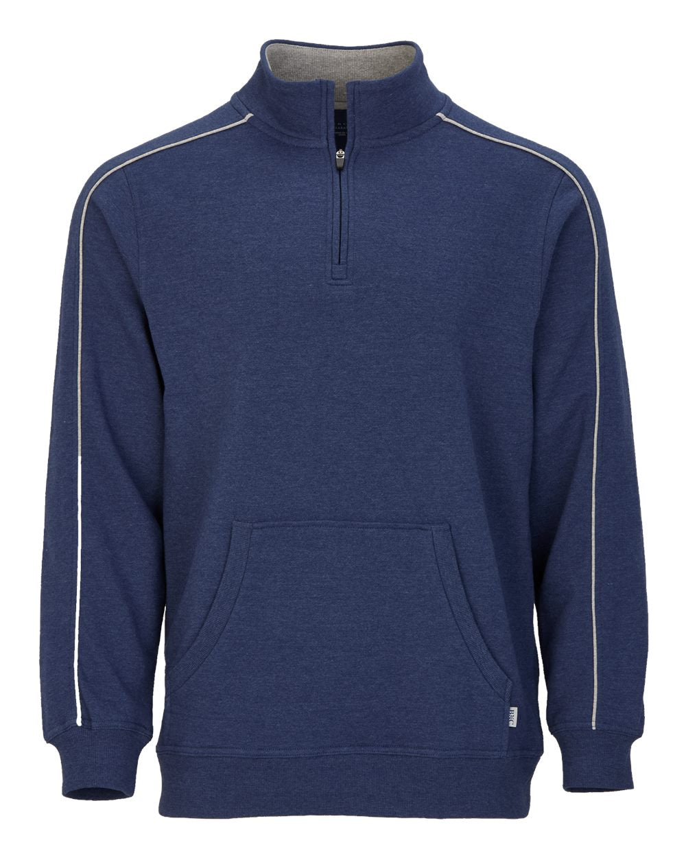 Front View of Navy Heather French Terry Quarter-Zip Pullover - BM5204