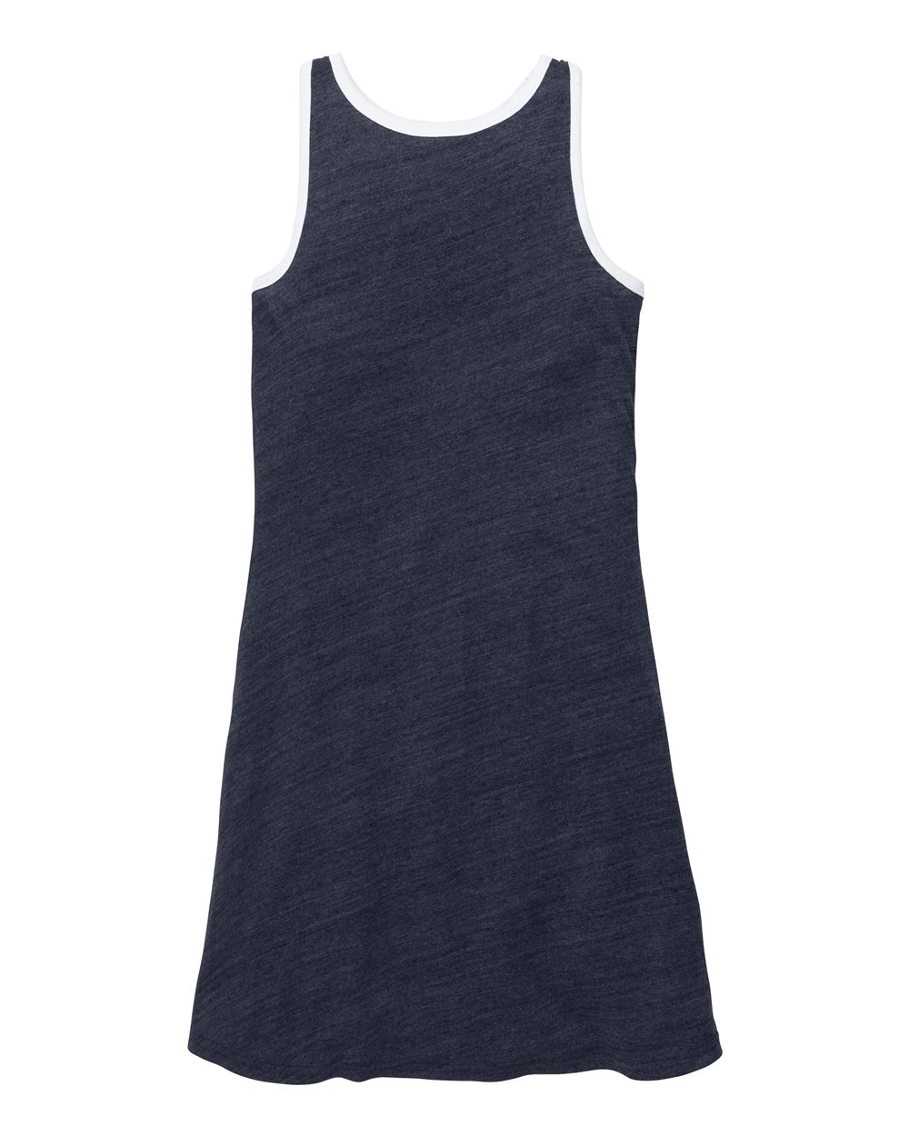 Front View of Navy Heather Girls' Ringer Dress - YT51