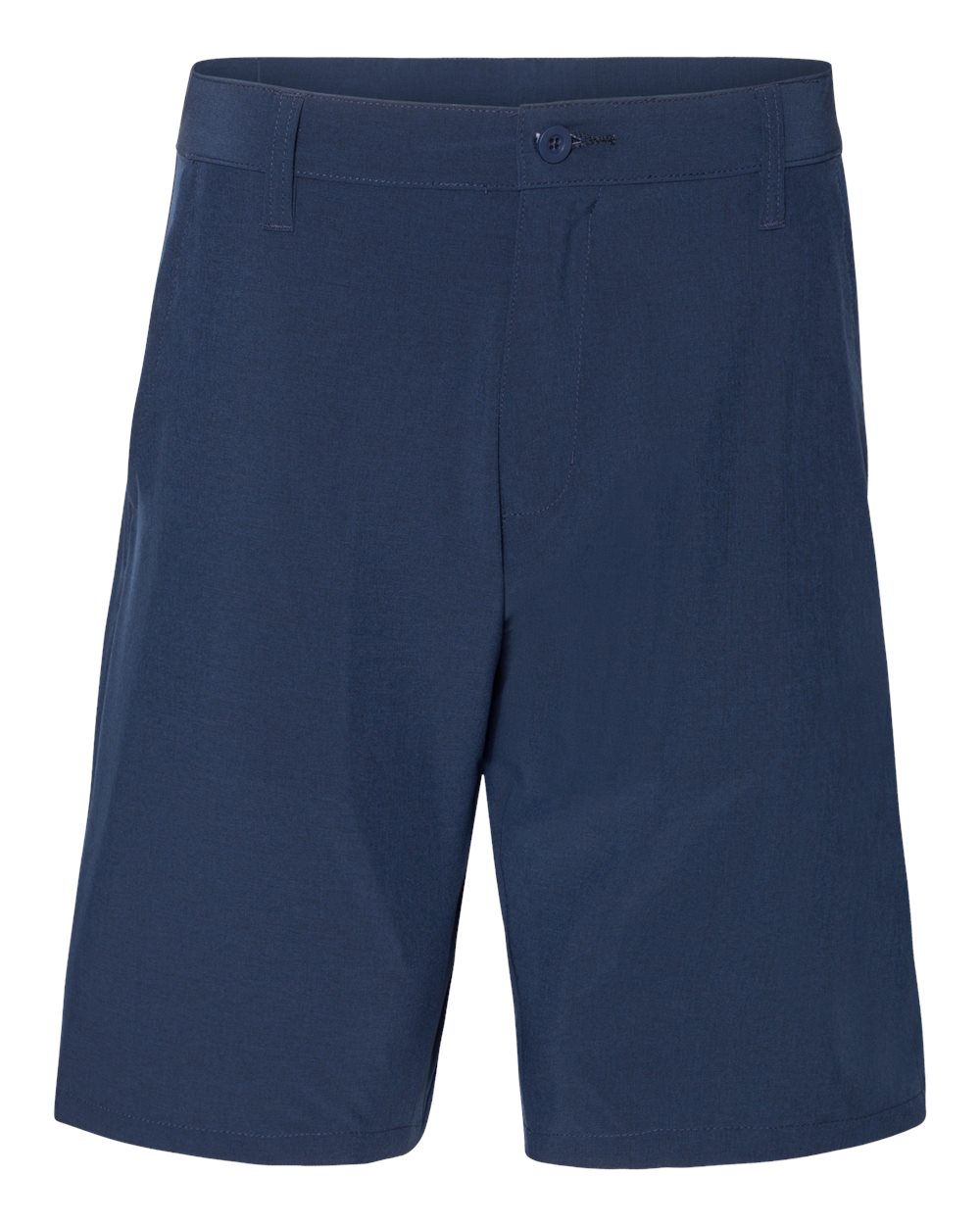 Front View of Navy Heather Hybrid Stretch Shorts - 9820