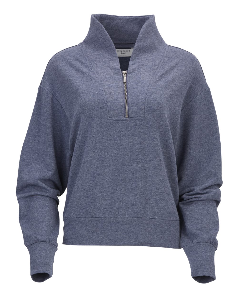 Front View of Navy Heather Women&#39;s Dream Fleece 1/4 Zip Pullover - BW5205
