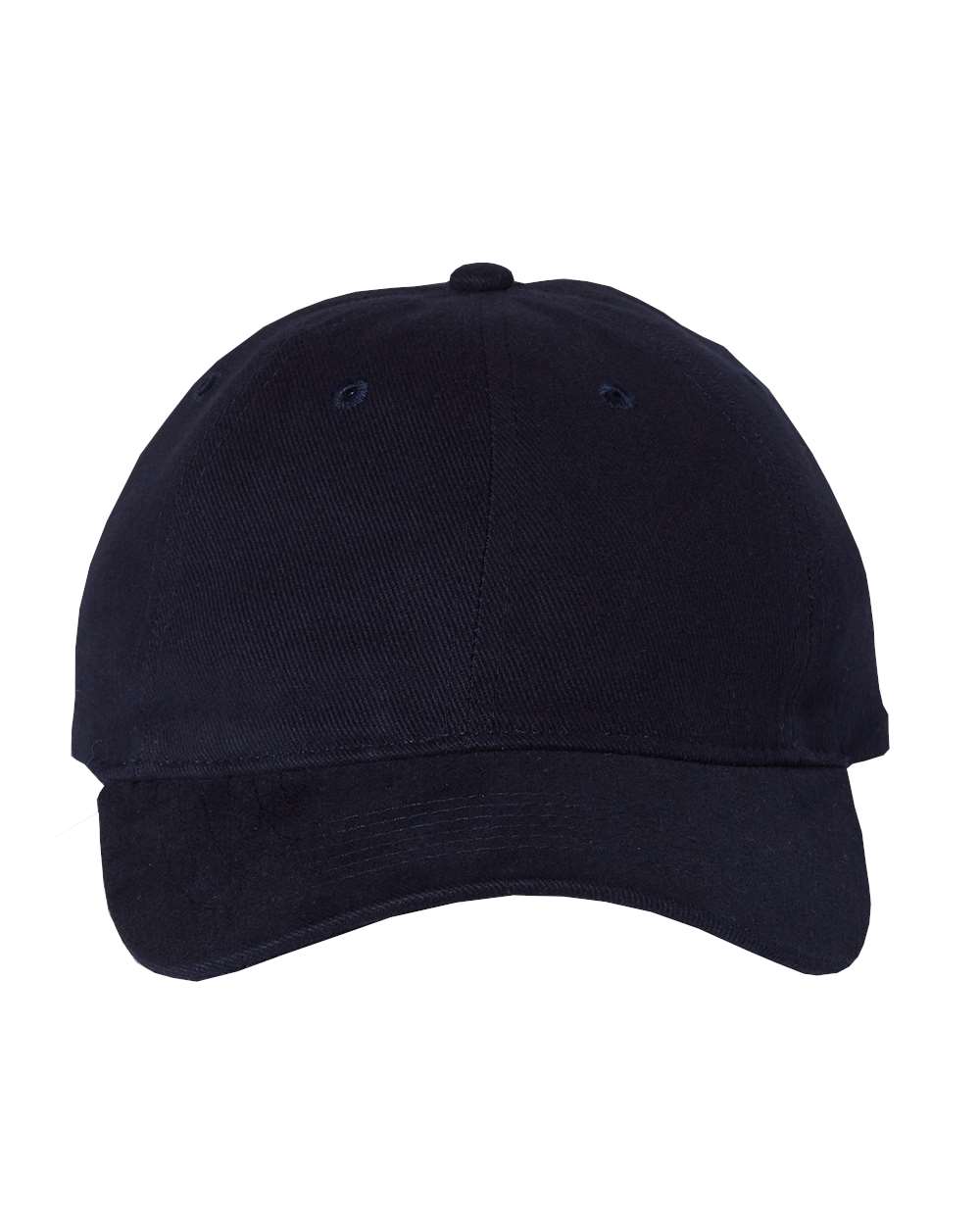 Front View of Navy Heavy Brushed Twill Unstructured Cap - 9610