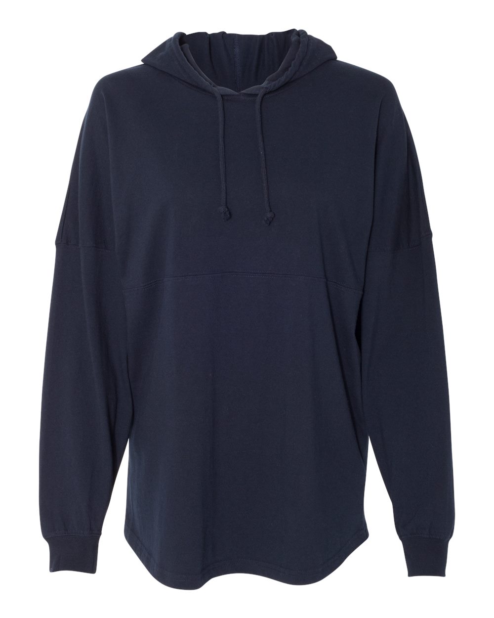 Front View of Navy Hooded Game Day Jersey T-Shirt - 8228