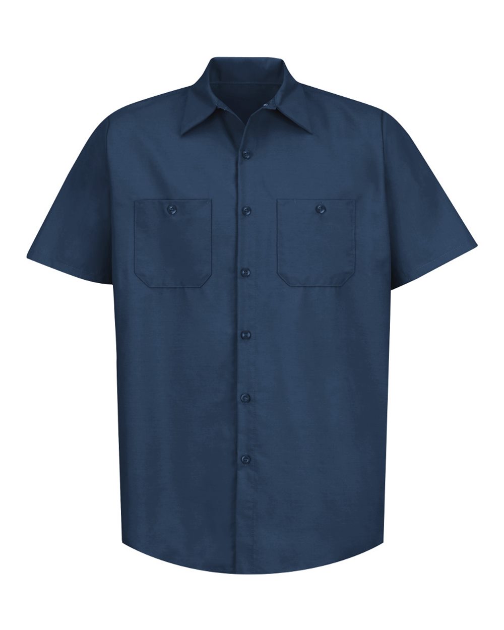 Front View of Navy Industrial Short Sleeve Work Shirt - Tall Sizes - SP24T