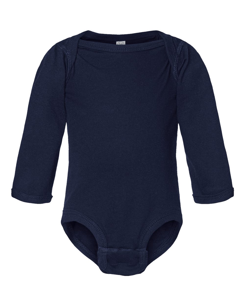 Front View of Navy Infant Fine Jersey Long Sleeve Bodysuit - 4421
