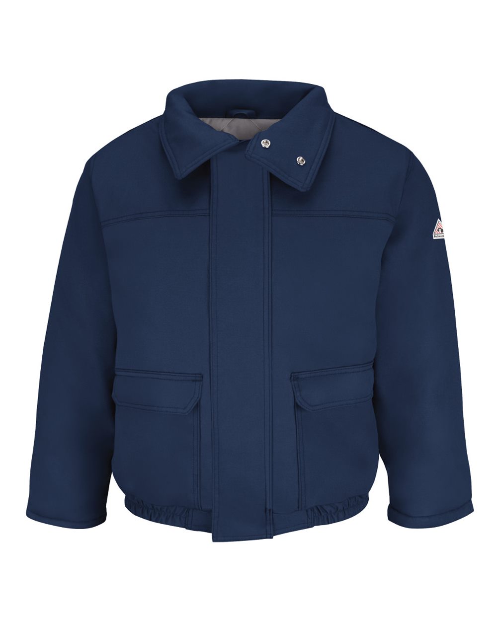 Front View of Navy Insulated Bomber Jacket - JLR8 plain