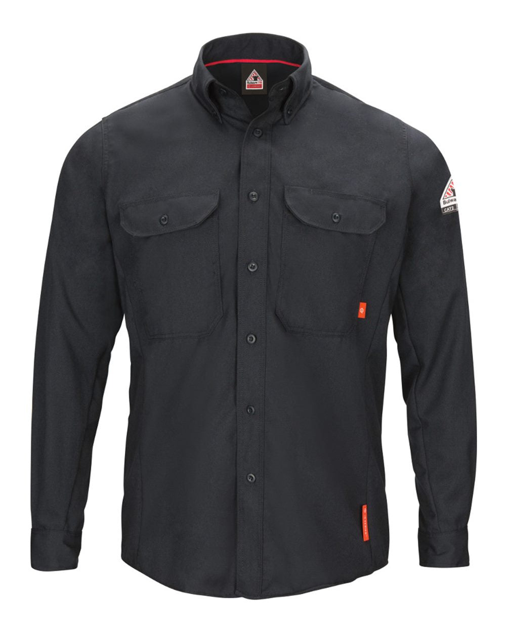 Front View of Navy iQ Series® Long Sleeve Comfort Woven Lightweight Shirt - Tall Sizes - QS50T plain
